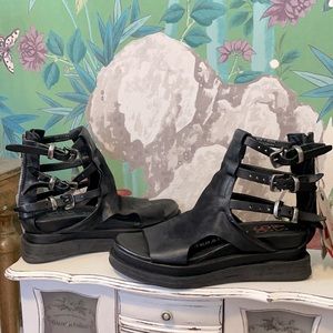 A.S.98 Black Strap Gladiator Sandals